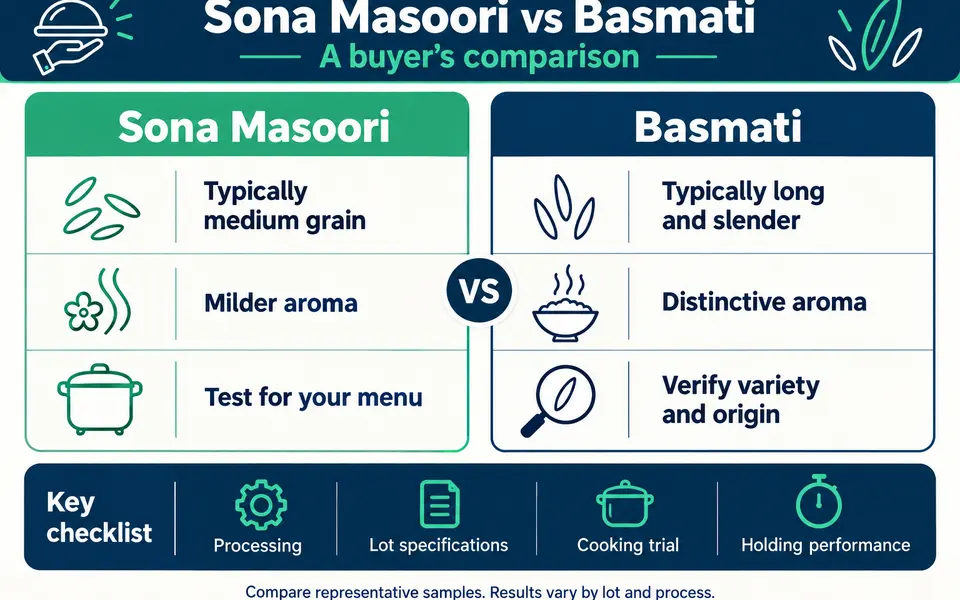 Sona Masoori vs basmati rice: choosing for foodservice and distribution